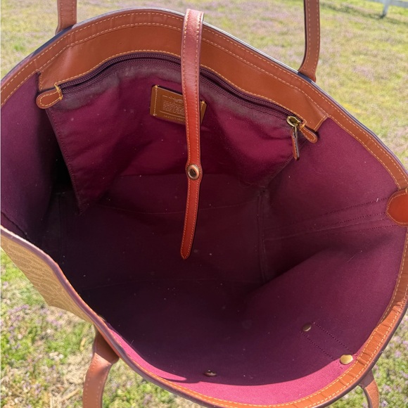 Coach Brown Signature Canvas Tote with Burnt Brown Leather Trim - Picture 3 of 5